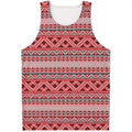 Red And White Native Tribal Print Men's Tank Top