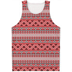Red And White Native Tribal Print Men's Tank Top