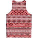 Red And White Native Tribal Print Men's Tank Top