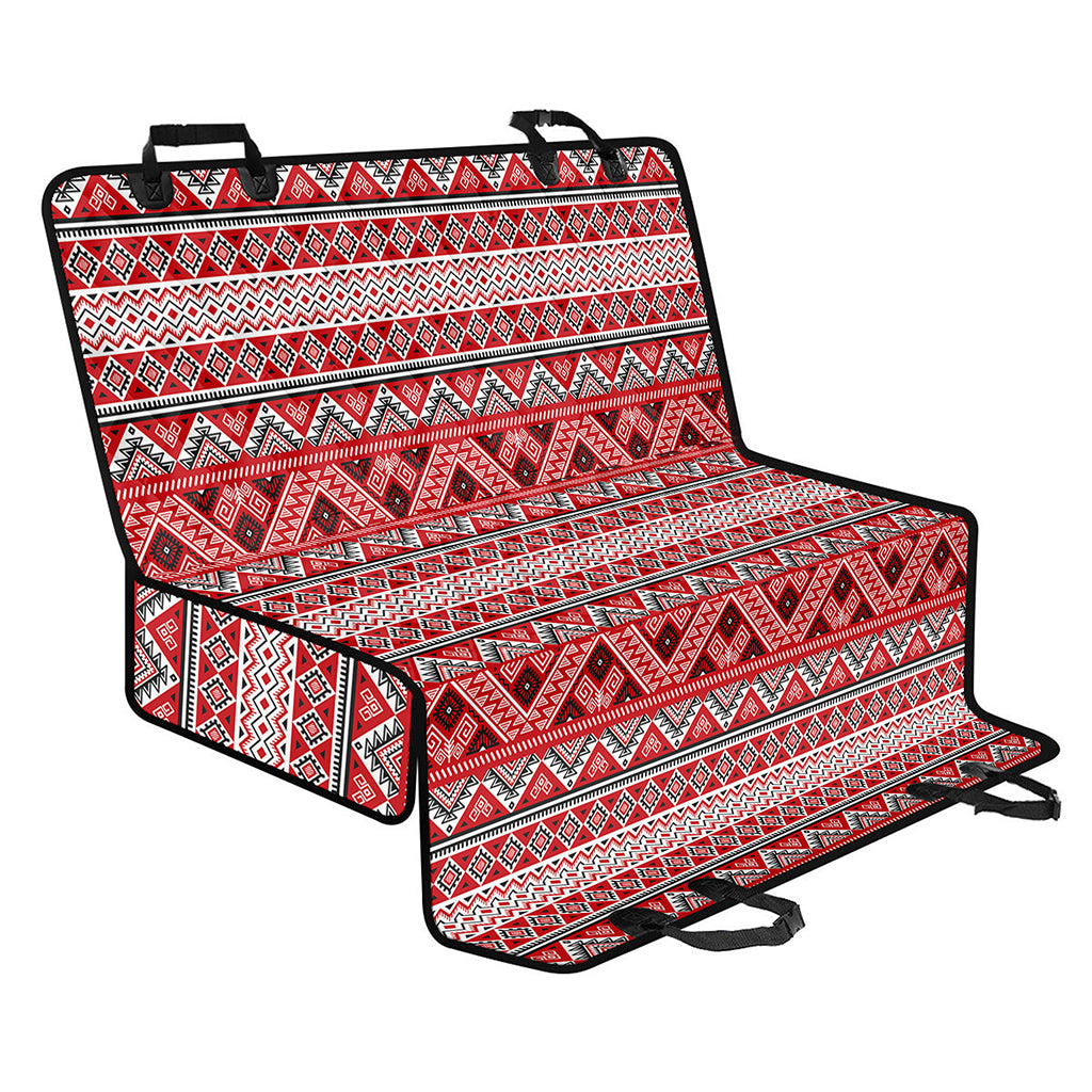 Red And White Native Tribal Print Pet Car Back Seat Cover