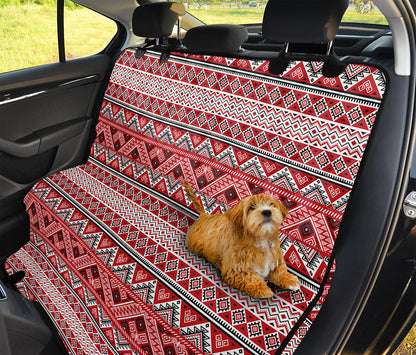 Red And White Native Tribal Print Pet Car Back Seat Cover