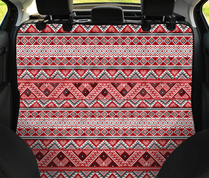 Red And White Native Tribal Print Pet Car Back Seat Cover