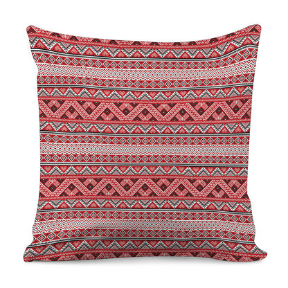 Red And White Native Tribal Print Pillow Cover