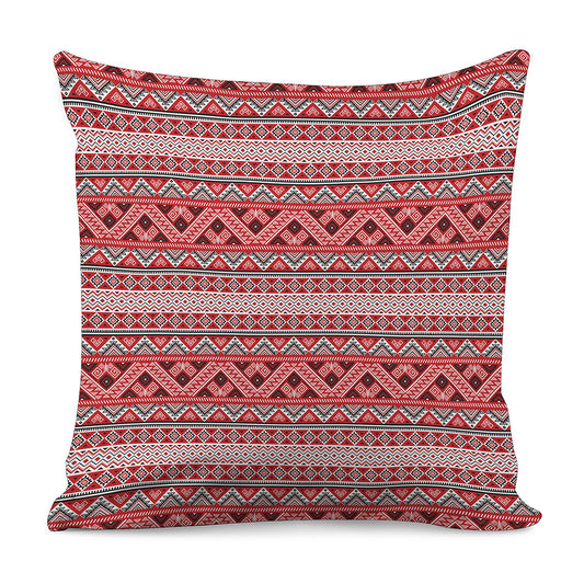 Red And White Native Tribal Print Pillow Cover