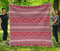 Red And White Native Tribal Print Quilt