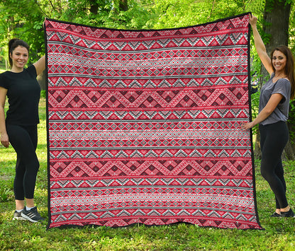 Red And White Native Tribal Print Quilt