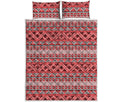 Red And White Native Tribal Print Quilt Bed Set