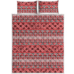 Red And White Native Tribal Print Quilt Bed Set
