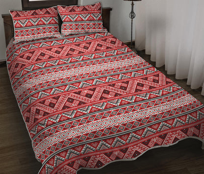 Red And White Native Tribal Print Quilt Bed Set