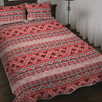 Red And White Native Tribal Print Quilt Bed Set