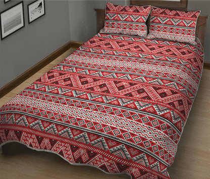 Red And White Native Tribal Print Quilt Bed Set