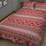 Red And White Native Tribal Print Quilt Bed Set
