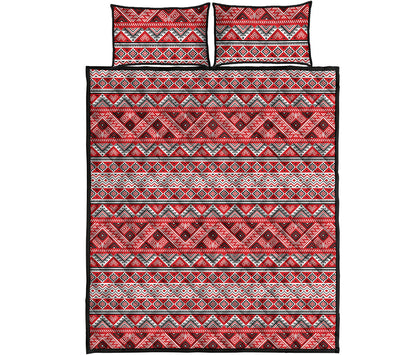 Red And White Native Tribal Print Quilt Bed Set