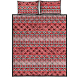 Red And White Native Tribal Print Quilt Bed Set
