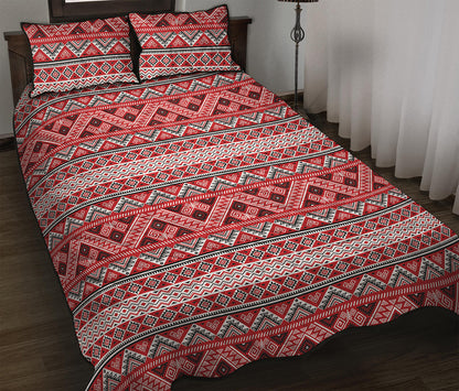Red And White Native Tribal Print Quilt Bed Set