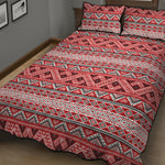 Red And White Native Tribal Print Quilt Bed Set