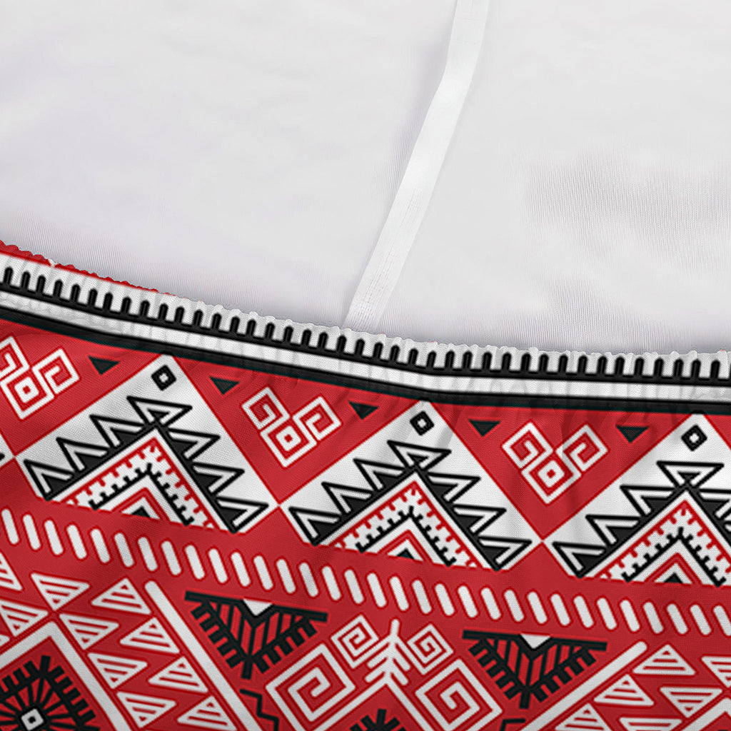 Red And White Native Tribal Print Sofa Cover