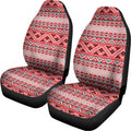 Red And White Native Tribal Print Universal Fit Car Seat Covers