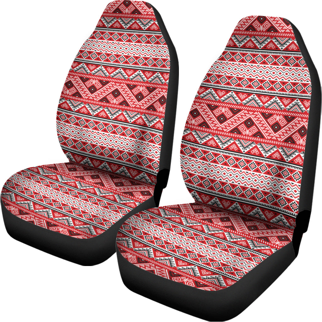 Red And White Native Tribal Print Universal Fit Car Seat Covers