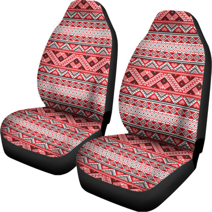 Red And White Native Tribal Print Universal Fit Car Seat Covers