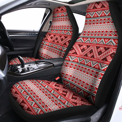 Red And White Native Tribal Print Universal Fit Car Seat Covers