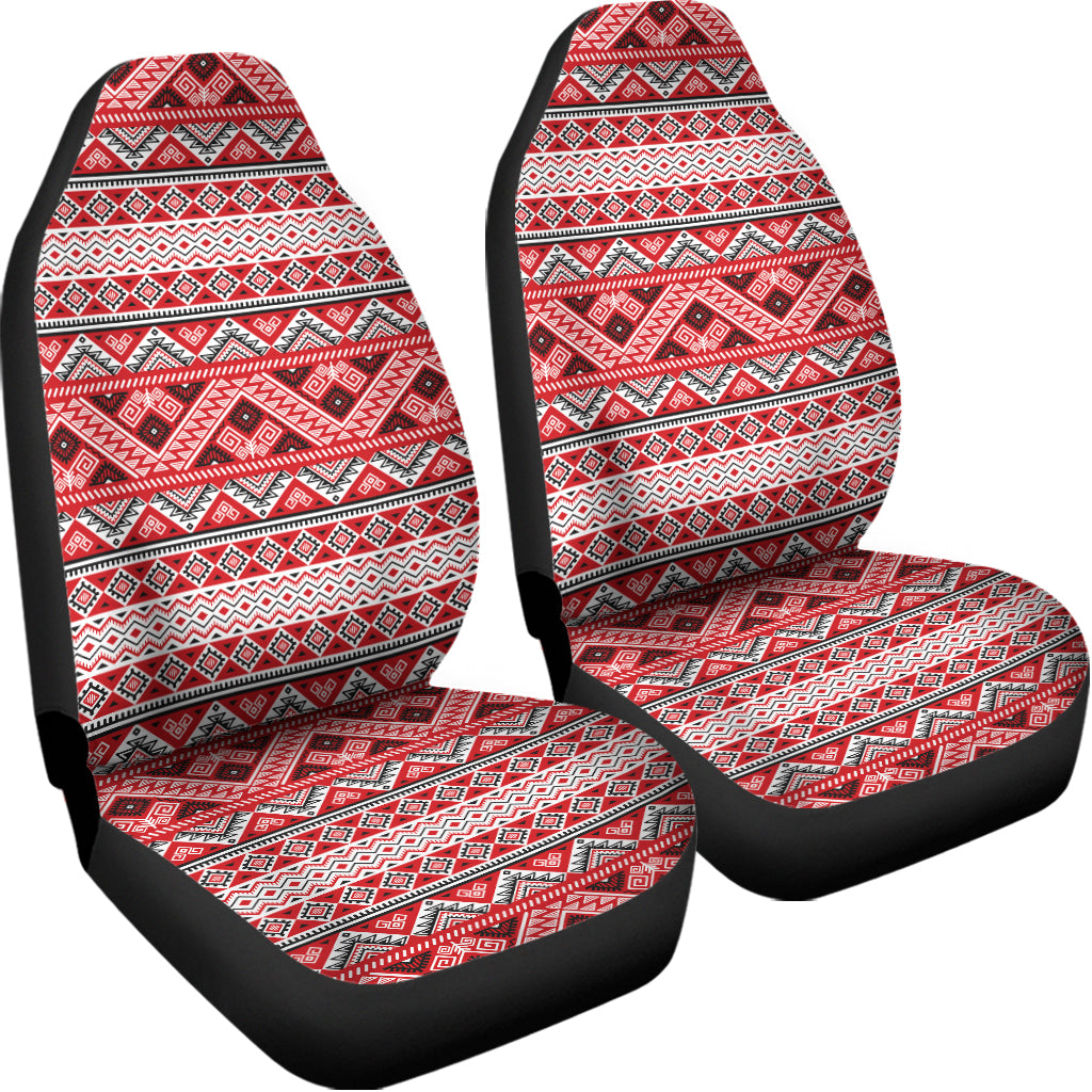 Red And White Native Tribal Print Universal Fit Car Seat Covers