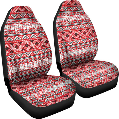 Red And White Native Tribal Print Universal Fit Car Seat Covers