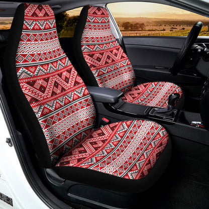 Red And White Native Tribal Print Universal Fit Car Seat Covers