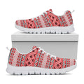Red And White Native Tribal Print White Running Shoes