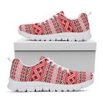 Red And White Native Tribal Print White Sneakers