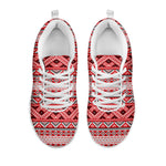 Red And White Native Tribal Print White Sneakers