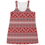 Red And White Native Tribal Print Women's Racerback Tank Top