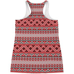 Red And White Native Tribal Print Women's Racerback Tank Top