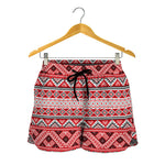 Red And White Native Tribal Print Women's Shorts
