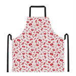 Red And White Nurse Pattern Print Apron