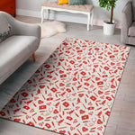 Red And White Nurse Pattern Print Area Rug