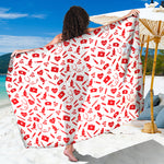 Red And White Nurse Pattern Print Beach Sarong Wrap