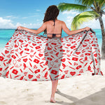 Red And White Nurse Pattern Print Beach Sarong Wrap