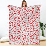 Red And White Nurse Pattern Print Blanket