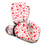 Red And White Nurse Pattern Print Boxing Gloves