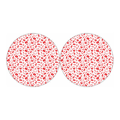 Red And White Nurse Pattern Print Car Coasters