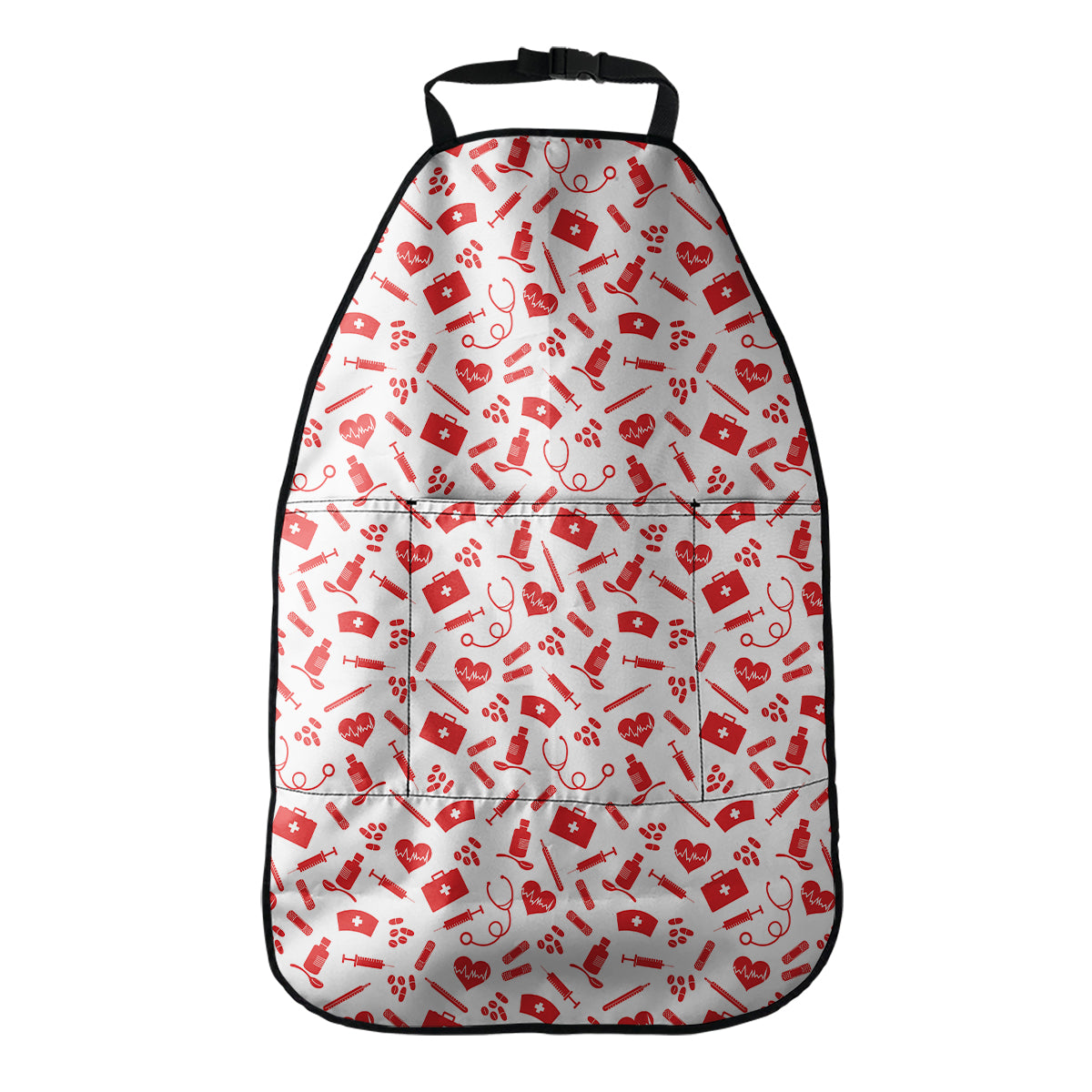 Red And White Nurse Pattern Print Car Seat Organizers