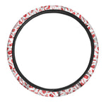 Red And White Nurse Pattern Print Car Steering Wheel Cover