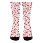 Red And White Nurse Pattern Print Crew Socks