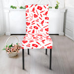 Red And White Nurse Pattern Print Dining Chair Slipcover