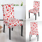 Red And White Nurse Pattern Print Dining Chair Slipcover