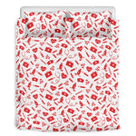 Red And White Nurse Pattern Print Duvet Cover Bedding Set