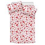Red And White Nurse Pattern Print Duvet Cover Bedding Set