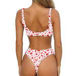 Red And White Nurse Pattern Print Front Bow Tie Bikini