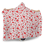 Red And White Nurse Pattern Print Hooded Blanket